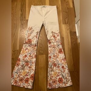 We The Free Floral Flare Pants - Cream and Red